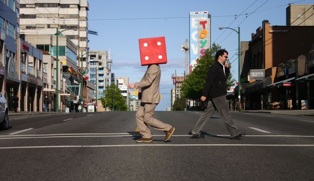 Dice Man crosses.