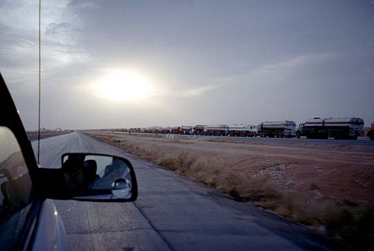 Oil trucks on highway