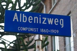 photo of blue street sign in Netherlands