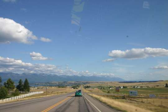 View of fields and mountains