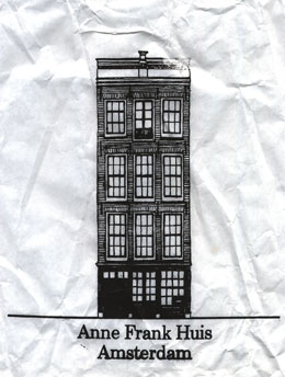 Anne Frank House paper gift bag with drawing of the house from the outside