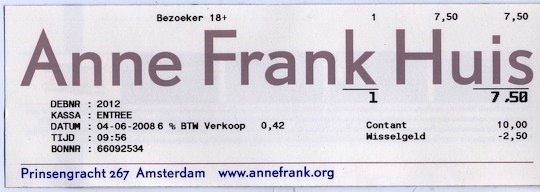 Anne Frank House Huis ticket